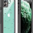 Compatible with iPhone 11 Waterproof Case, Built-in Screen Protector Full-Body Rugged Bumper Sealed Cover Shockproof Dustproof Waterproof Case for iPhone 11 6.1 Inch (Black/Clear)