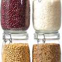 4 Pack 34oz Food Storage Jars with Airtight Lids, Preserving Seal Wire Clip Fastening Glass Containers, Canisters for Kitchen Organization, Flour, Cereal, Pasta, Sugar, Beans, Pickling Jars(34 Oz*4)