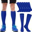 Haysandy 3 Pairs Baseball Socks Bulk Softball Sock Youth High Long Tube Soccer Football Team Boys Girls Adults Sport Sock(Blue,Large)