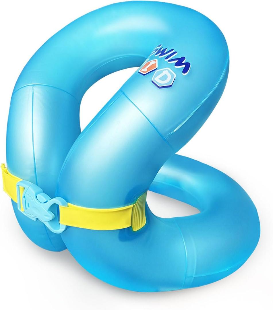 Toddler Swim Vest-Kids Swim Floaties for 3-6/5-12Yrs, 30-50/50-90 lbs, Portable Inflatable Pool Floats with Adjustable Safety Buckle and Double Surround Air Bag (blue)