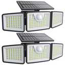Daphino 2500LM Solar Lights Outdoor with Motion Sensor,3 Head 270° Wide Angle Street Area Lights,IP65 Waterproof Security Lighting with 3 Modes(Remote,2 Pcs)
