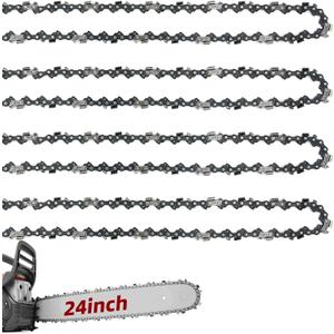 4 Pack 24 Inch Chainsaw Chain .050" Gauge, 3/8" Pitch, 84 Drive Links, 24 Inch Replacement Chains Fit for Husqvarna 460, 460 Rancher, Stihl MS 260, Echo, Poulan, Makita and More