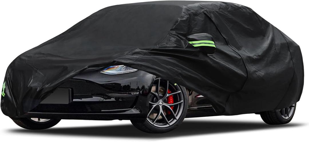 Migaven 6 Layers Car Cover Custom Fit for Model 3 Car Cover 2017-2026 Waterproof Full Exterior Cover Rain Snow Protection with Charging Port Ventilated Mesh Door Zipper