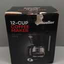 Mueller 12-Cup Drip Coffee Maker - Borosilicate Carafe, Auto-Off, Reusable Filter, Anti-Drip, Keep-Warm Function, Clear Water Level Window Coffee Machine, Kitchen Essentials & Accessories (Black)