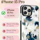 Lotadilo for iPhone 15 Pro Case for Women - Girls Kawaii Design Compatible with Magsafe Magnetic Ring Holder Stand Blue Flower Phone Covers Aesthetic Girly TPU Funda for 15 Pro