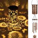 YHmall Solar Wind Chimes for Outside, 35'' Memorial Wind Chimes Sunflower Teacher Appreciation Gifts for Women Mom Grandma, Solar Lantern Windchimes Outdoors Unique Gifts for Garden Decor