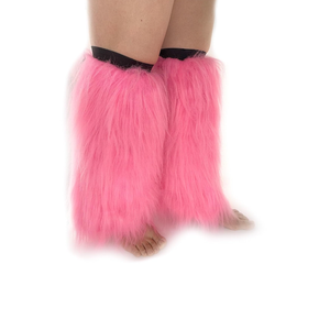 FHQHTH Fuzzy Faux Fur Leg Warmers Fur Heels Long Boots Cuff Cover has Elasticity One Pair Dionysia Boot cover Carnival 18"