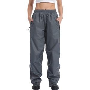Ourcan Rain Pants Women Waterproof Pants Lightweight Breathable Hiking Cycling Outdoor with Pocket (Large, Gray)