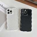 Yeddabox for iPhone 15 Pro Case Cute Wavy Polka Dot Phone Case Soft TPU Slim Shockproof Phone Cover for Women Girls, White