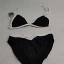Blooming Jelly Womens Sexy Bikini Triangle Two Piece Swimsuit Color Block High Cut Bathing Suits (Large, Black)