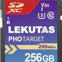 256GB SDXC UHS-I Memory Card - Up to 200MB/s Read Speed, C10, U3, V30, 4K UHD, Full-HD & 4K Video SD Card for Canon Nikon Sony Fujifilm DSLR, Mirrorless Cameras