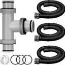 Frienda 1.5" to 1.5" T Joint Pool Hose Connector with 3 Pcs 1.5" Diameter Pump Replacement Hose 59" Long, Pool Hose Adapter and Replacement Accessories Fitting for Filter Pump(Black)