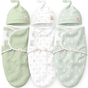KeaBabies 3-Pack Swaddles for Newborns, Girls, Boys with Hats - Organic Soft Baby Sleep Sacks, Breathable Baby Swaddle 3-6 Months Beanies Set, Premie Infant Sleep Sack 0-3 Months (Bunnies) (One Size)