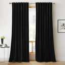 RYB Home Velvet Curtains 96 inches - Blackout Heavy Duty Curtains Soft Luxury Back Tap Window Covering Privacy Protection for Kids Room Bathroom Parlor, Black, W52 x L96 inches, 2 Panels