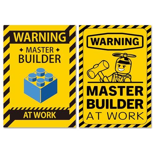 2 Pcs Wall Art Poster Caution Master Builder at Work, Vinyl Building Block Caution for Boys Room Décor, Fun Design Poster for Kids, Playful Room Decorations Stickers Included (3Pack) 2 Pcs Wall Art Poster Caution Master Builder at Work, Vinyl Building Block Caution for Boys Room Décor, Fun Design Poster for Kids, Playful Room Decorations Stickers Included (3Pack)