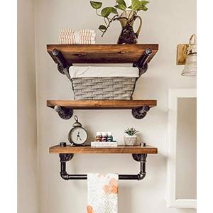 Industrial Pipe Shelving Wall Mounted 3 Tier Rustic Bathroom Shelves Wall Pipe Shelf for Bathroom Decor