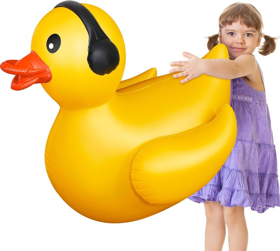 Hungdao 4 Feet Giant Inflatable Duck Pool Float Huge Funny Rubber Duck Large Blow up Inflatable Floatie for Summer Beach Swimming Pool Party Decoration (1 Pack, Earphone) Hungdao 4 Feet Giant Inflatable Duck Pool Float Huge Funny Rubber Duck Large Blow up Inflatable Floatie for Summer Beach Swimming Pool Party Decoration (1 Pack, Earphone)