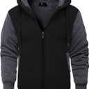 GEEK LIGHTING Mens Fleece-Lined Zip Up Hoodie, Thick Hooded Jacket Winter Warm Athletic Sweatshirt (3X-Large, Black/Gray)