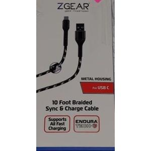 Zgear Metal Housing for USB C, 10ft Braided Sync & Charge Cable