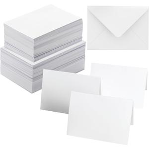 100 Pack Blank Cards and Envelopes, White, 5x7 Inch, Premium Quality, DIY Greeting Cards for All Occasions