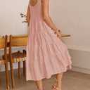 ZESICA Women's Summer Sleeveless Dress Casual Backless Loose Flowy Tiered Sundress Beach Cover up Tank Dresses (Pink, M)