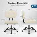 DUMOS Home Office Desk Chair - Ergonomic Armless PU Leather Computer Rolling Task Chair，with Comfy Lumbar Support and Height Adjustable, Vanity, Bedroom, Living Room, Beige, 21.46*22.44*34.06