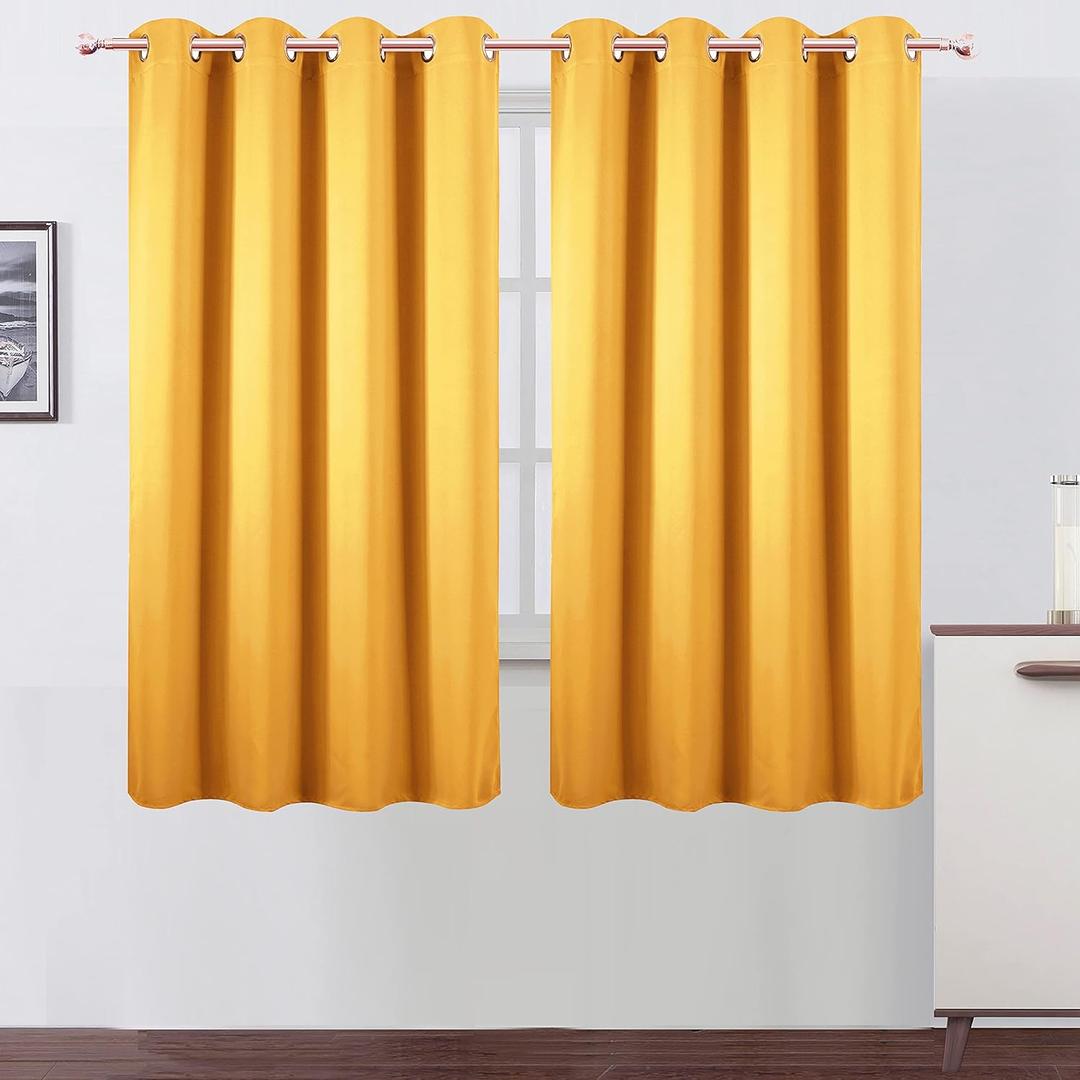 Yellow Blackout Curtains/52 x 63 Inch/Set of 2 Panels Room Darkening Curtains