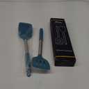 HOTEC Silicone Spatula Set of 2 Heat-Resistant 600F & BPA-Free Kitchen SaptulaTurner with Stainless Steel Handles, Slotted & Solid Spatulas for Nonstick Cookware, 13.7 Inch, Blue