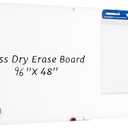 0.3mm Reinforced Metal Backing Glass White Board for Wall, 96" x 48" Extra Large Magnetic Pure White Tempered Glass Board with Frameless Design, 8' x 4' Dry Erase Board for Home, Office
