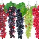 Woohome 5 Bunches Fake Grapes Artificial Grape with Vines, 5 Color Decorative Grapes Bunches for Vintage Wedding Favor Fruit Wine Decor Faux Fruit Props