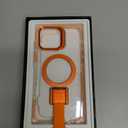 for iPhone 16 Pro Max Case Slim Clear with Silicone Lanyard and Ring Stand Compatible with Mag Safe, 16 Promax Military Grade Shockproof Cover Hard Protective Thin Bumper Women Men Orange