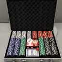 Comie Poker Chips,500PCS Poker Chip Set with Aluminum Travel Case,11.5 Gram Poker Set for Texas Holdem Blackjack Gambling (Red Green Black White Blue - 500 Chips)