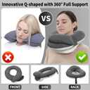BUYUE Travel Neck Pillows for Airplanes, 360 Head Support Sleep for Long Flight, Skin-Friendly & Breathable, Kit with 3D Contoured Eye Mask, Earplugs and Storage Bag (Adult, Grey, 90+ lbs)
