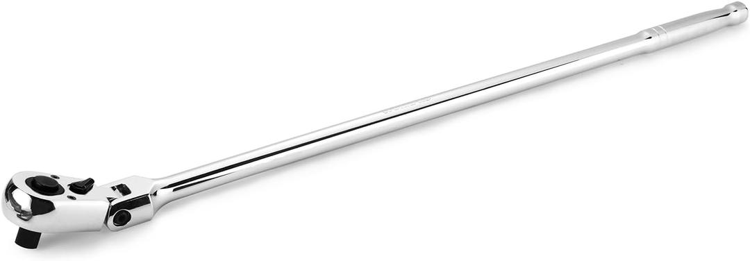 WORKPRO 1/2 inch Drive Extra Long Flex Head Ratchet, 24 Inch Long CR-V Steel Ratchet Handle with Chromium Plating, CR-MO Head, Quick Release Reversible Design, 72-Tooth