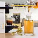 Coffee Storage Container Set with Wooden Base, 40oz Airtight Glass Coffee Bean Jar, 16.9oz Syrup Dispenser, Spoon & Card Holder, Coffee Bar Accessories for Kitchen Counter Organizer