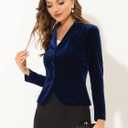Allegra K Women's Halloween Christmas Suit Jackets Notched Lapel Collar Button Office Velvet Blazer, Large