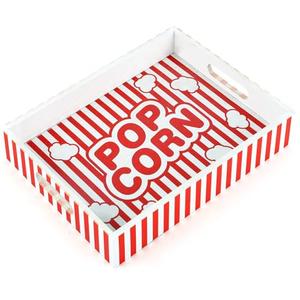 clothmile Movie Night Tray with Handles Wooden Snack Trays with Handles Reusable Snack Storage Box Movie Night Supplies for Countertop Theater Popcorn Bucket Bowl Box Container Family Room Decor
