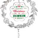 5 x Our First Christmas Ornament 2024, Metal Just Married Christmas Ornament as Mr and Mrs, 1st Christmas Married Ornament 2024, Bridal Shower Wedding Newlywed Gifts for Couple for Christmas Decoration