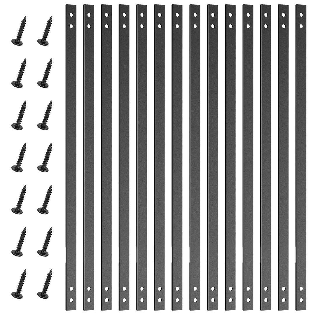 61Pack 29 Inch Flat Deck Railing Balusters with Screws, Black Iron Outdoor Decking Railings, Straight Metal Deck Spindles, Heavy Duty Balcony & Porch Railing Parts