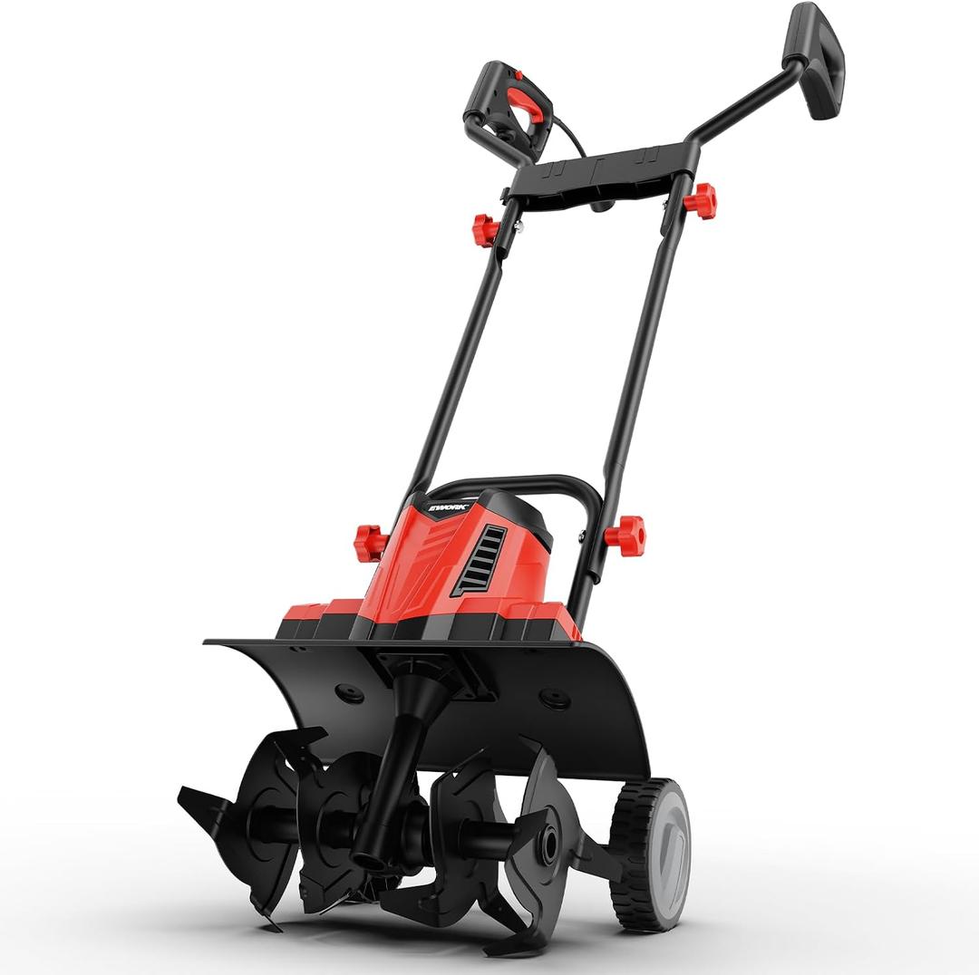 EWORK Electric Tiller for Gardening 10 Amp 14-Inch Powerful Corded Garden Tiller & Cultivators, Rototiller for Lawn, Soil, Yard