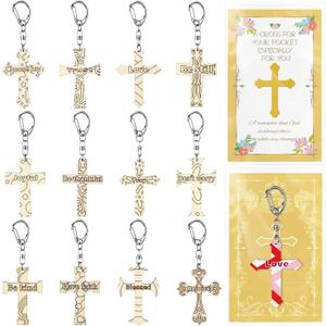 2 x Cunno 25 Set Christian Easter Crafts for Kids Religious Gifts for Sunday School Easter Day Craft DIY Wooden Cross Keychain Color Your Own Ornaments for Easters Party Favor Church Bible Study