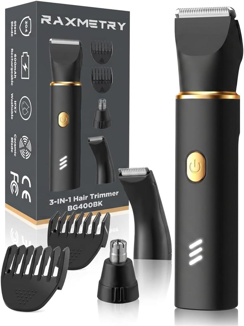 Manscape Body Hair Trimmer for Men-3 in 1 Electric Razor Groin Groomer,IPX7 Waterproof,Versatile Hair Trimmer for Ball/Pubic/Chest/Beard/Nose,USB-C Rechargeable,Gifts for Him Dad