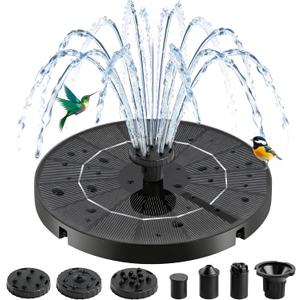 3.5W Solar Fountain with 6 Spray Nozzles & 4 Fixed Rods, Floating Solar Powered Water Fountain Pump for Bird Bath, Garden, Pond, Pool, Outdoor