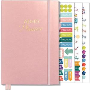 SUNEE Adhd Daily Planner for Adults,3-Month Undated Daily Weekly Monthly Planner for Productivity, Goal Setting, Time Management, Work & Life - for Men & Women,Vision Board + Stickers,Rose Gold