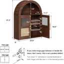 RUSTOWN Arched Bathroom Wall Cabinet, Rattan Medicine Cabinet with 2 Glass Doors, Farmhouse Over the Toilet Storage Cabinets with Adjustable Shelves, 3-Tier Wall Mounted Cabinets
