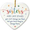 2 x Sister Christmas Ornament 2025 - Sisters are Like Stars Keepsake Gift, Appreciation Sister Gifts for Christmas, Birthday, Exchange Gifts for Friends, Soul Sisters, Ceramic Ornament for Hanging Decor