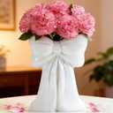 Disoza White Bow Vase Ceramic Cute Vase Decorative Minimalist Flowers Tulip Pampas Grass Flower Modern Home Decor for Table Bathroom Shelf Centerpieces