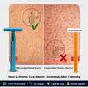 8 x Double Edge Safety Razor, Single Blade Razors for Men and Women, with 10 Stainless Steel Safety Razor Blades, Smooth and Close Wet Shaving, Plastic Free, Blue