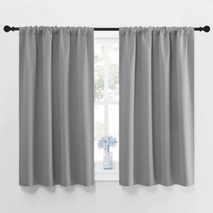 NICETOWN Window Curtains for Bedroom - Home Decoration Thermal Insulated Rod Pocket Blackout Blinds & Drapes for Small Windows (Silver Grey, 2 Panels, W42 x L45 -Inch)