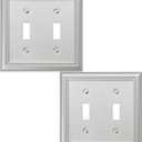 Double Toggle Light Switch Cover Adler Metal Wall Plate, 2-Pack Brushed Nickel 2 Gang, Light Switch Cover Decorative Wallplate, Durable